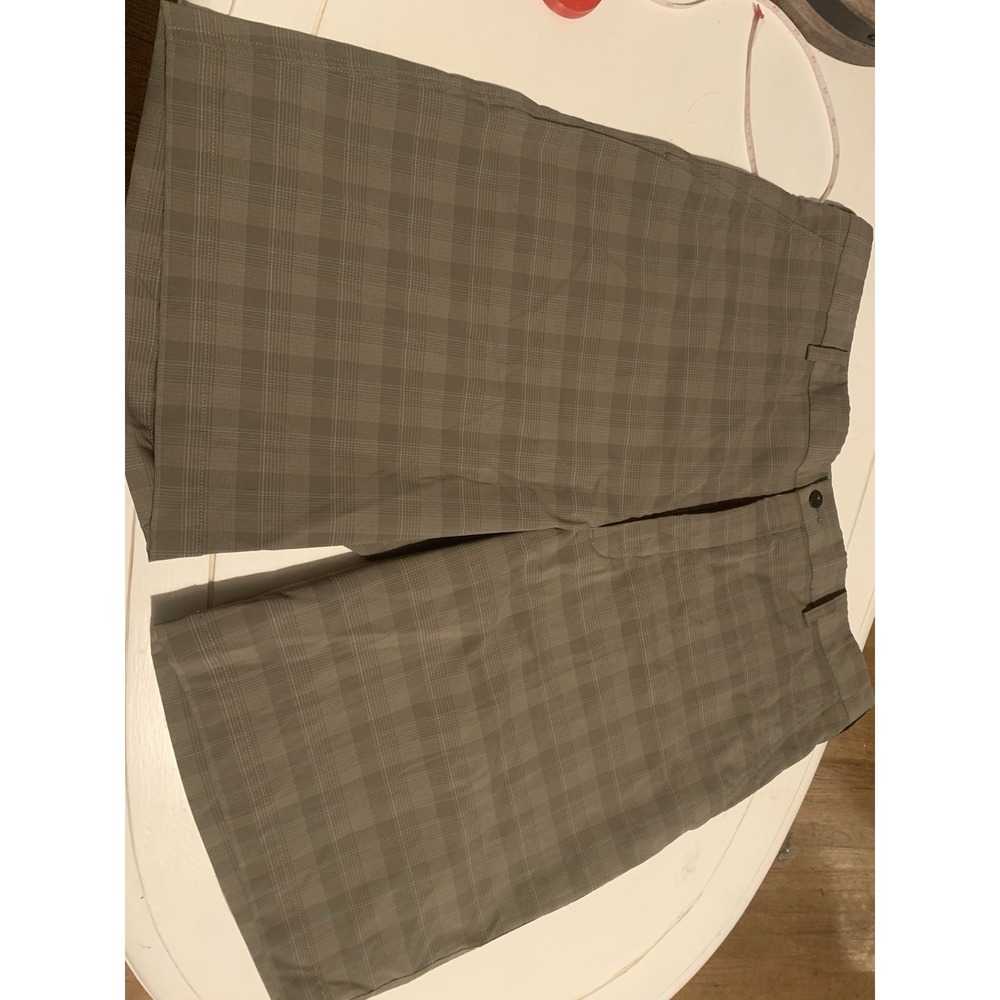 Nike Golf Shorts Dry Fit Mens Size 36 Light Brown Plaid Moisture Wicking